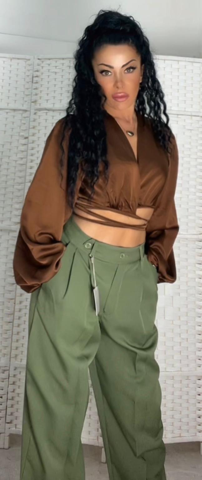 Camicia Crop Marrone ECLIPSE